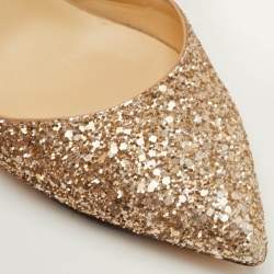 Pre Owned حذاء كعب عالي جيمي تشو "ميكي" جلد ولامع بيج رباط الكاحل مقاس 39.5