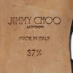 Pre Owned حذاء باليرينا فلات جيمي تشو جلد أسود مزين بدبابيس كروية مقاس 38.5