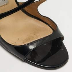 Pre Owned Jimmy Choo Paxton Size 38 Black Patent Leather Cross Strap Sandals