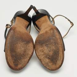 Pre Owned Jimmy Choo Paxton Size 38 Black Patent Leather Cross Strap Sandals