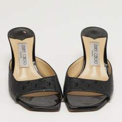 مملوكة مسبقًا Jimmy Choo Zania Size 37 Black Leather Slide Sandals