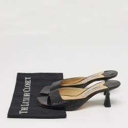 مملوكة مسبقًا Jimmy Choo Zania Size 37 Black Leather Slide Sandals