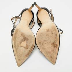 Pre Owned Jimmy Choo Lancer Size 40 Black Patent Leather Strappy Pumps