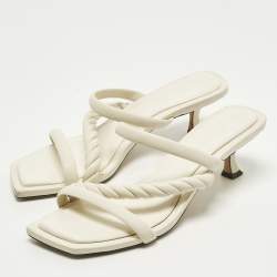 مملوكة مسبقًا Jimmy Choo Maelie Size 39.5 White Leather Slide Sandals