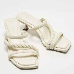 مملوكة مسبقًا Jimmy Choo Maelie Size 39.5 White Leather Slide Sandals