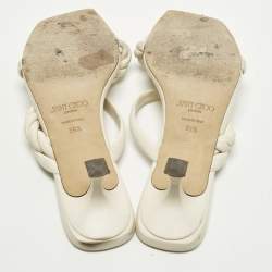 مملوكة مسبقًا Jimmy Choo Maelie Size 39.5 White Leather Slide Sandals