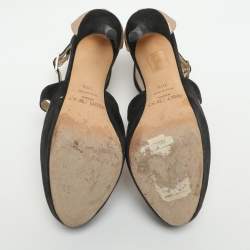 Pre Owned Jimmy Choo Size 38.5 Gold Glitter and Suede Platform Ankle Strap Pumps