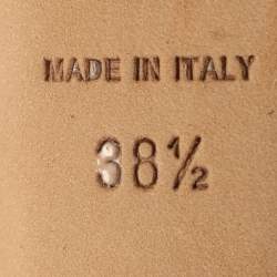 Pre Owned Jimmy Choo Size 38.5 Gold Glitter and Suede Platform Ankle Strap Pumps