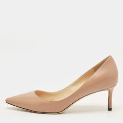 Pre Owned Jimmy Choo Romy Size 38.5 Beige Patent Leather Pumps
