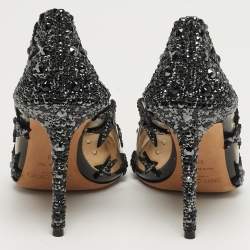 Pre Owned Jimmy Choo Lisha Size 39 Transparent/Black PVC and Suede Star Embellished Pumps