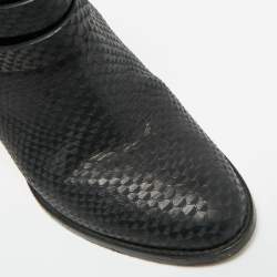 Pre Owned Jimmy Choo Marlin Size 40 Black Python Embossed Leather Ankle Length Boots
