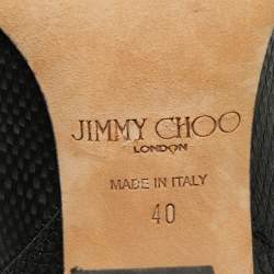 Pre Owned Jimmy Choo Marlin Size 40 Black Python Embossed Leather Ankle Length Boots