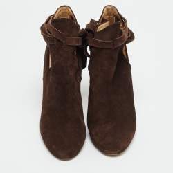 Pre Owned حذاء بوت كاحل جيمي تشو سويدي بني مقاس 38