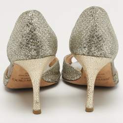 Pre Owned حذاء كعب عالي جيمي تشو لوغان بريق فضي مقاس 40