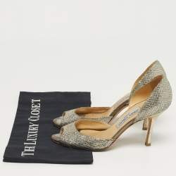 Pre Owned حذاء كعب عالي جيمي تشو لوغان بريق فضي مقاس 40