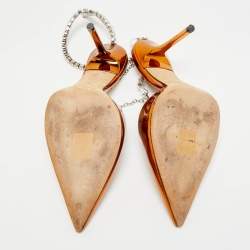 Pre Owned Jimmy Choo Saeda Size 37 Gold Leather Crystal Embellished Pumps