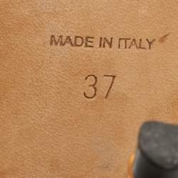 Pre Owned Jimmy Choo Saeda Size 37 Gold Leather Crystal Embellished Pumps