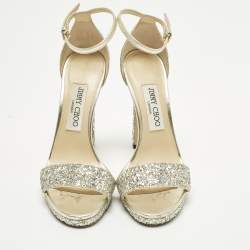 Pre Owned صندل جيمي تشو سير كاحل ميستي غليتر ذهبي ميتالك مقاس 37.5