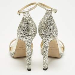 Pre Owned صندل جيمي تشو سير كاحل ميستي غليتر ذهبي ميتالك مقاس 37.5