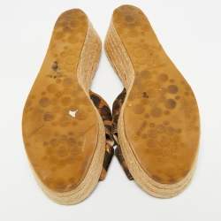 مملوكة مسبقًا صندل منصة إسبادريل أسافين جلد سويدي بطبعة النمر جيمي تشو دوفينا مقاس 41