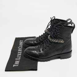 Pre Owned حذاء بوات طول الكاحل جيمي تشو نيمي رمادي خفيف مقاس 35.5