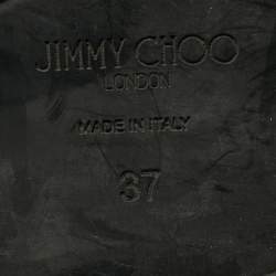 Pre Owned حذاء بوت متوسط الساق جلد أسود جيمي تشو دالستون مقاس 41