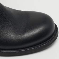 Pre Owned حذاء بوت متوسط الساق جلد أسود جيمي تشو دالستون مقاس 41