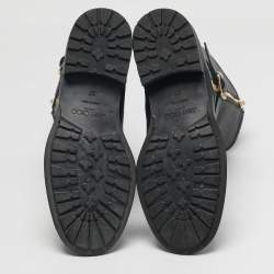 Pre Owned حذاء بوت متوسط الساق جلد أسود جيمي تشو دالستون مقاس 41