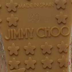 Pre Owned صندل جيمي تشو فتحة كعب نعل سميك مقدمة مفتوحة كعب روكي فيلين بروفا جلد لامع أسود مقاس 40