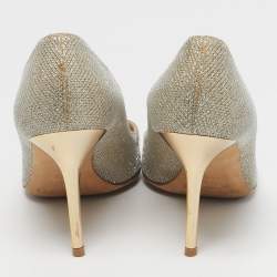 Pre Owned حذاء كعب عالي جيمي تشو رومي قماش ذهبي/فضي لامعه مقاس 35.5