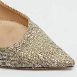 Pre Owned حذاء كعب عالي جيمي تشو رومي قماش ذهبي/فضي لامعه مقاس 35.5