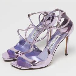 مملوكة مسبقًا صندل جيمي تشو "باكستون" سير كاحل جلد ذهبي مقاس 36.5