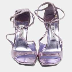 مملوكة مسبقًا صندل جيمي تشو "باكستون" سير كاحل جلد ذهبي مقاس 36.5