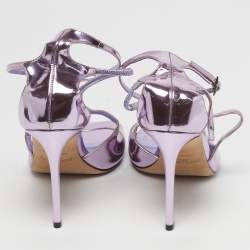 مملوكة مسبقًا صندل جيمي تشو "باكستون" سير كاحل جلد ذهبي مقاس 36.5