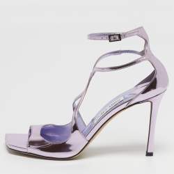 مملوكة مسبقًا Jimmy Choo Azia Size 41 Purple Patent Leather Ankle Strap Sandals