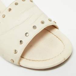 Pre Owned صندل جيمي تشو ناندا جلد كريمي مزين بالحجم 39