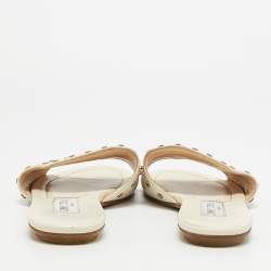 Pre Owned صندل جيمي تشو ناندا جلد كريمي مزين بالحجم 39