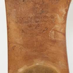 Pre Owned صندل جيمي تشو ناندا جلد كريمي مزين بالحجم 39