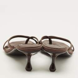 Pre Owned Jimmy Choo Maelie Size 37 Dark Brown Satin Slide Sandals