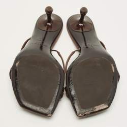 Pre Owned Jimmy Choo Maelie Size 37 Dark Brown Satin Slide Sandals