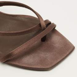 Pre Owned Jimmy Choo Maelie Size 37 Dark Brown Satin Slide Sandals