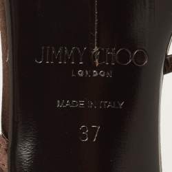 Pre Owned Jimmy Choo Maelie Size 37 Dark Brown Satin Slide Sandals