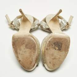 Pre Owned Jimmy Choo Linda Size 41 Silver/Gold Glitter Platform Sandals