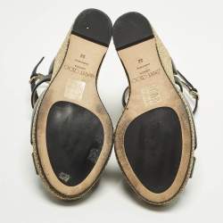 Pre Owned صندل جيمي تشو جلد أسود كعب روكي مقاس 39