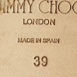 Pre Owned صندل جيمي تشو جلد أسود كعب روكي مقاس 39