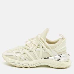 Pre Owned حذاء رياضي جيمي تشو كوزموس منخفض من أعلى جلد أبيض ونيوبرين مقاس 37