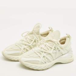 Pre Owned حذاء رياضي جيمي تشو كوزموس منخفض من أعلى جلد أبيض ونيوبرين مقاس 37