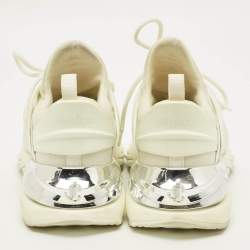 Pre Owned حذاء رياضي جيمي تشو كوزموس منخفض من أعلى جلد أبيض ونيوبرين مقاس 37