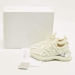 Pre Owned حذاء رياضي جيمي تشو كوزموس منخفض من أعلى جلد أبيض ونيوبرين مقاس 37