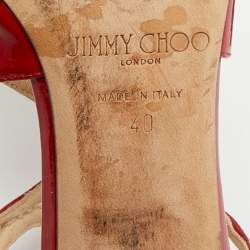 Pre Owned صندل بحزام للكاحل جيمي تشو لانس جلد براءات جلد أحمر مقاس 40